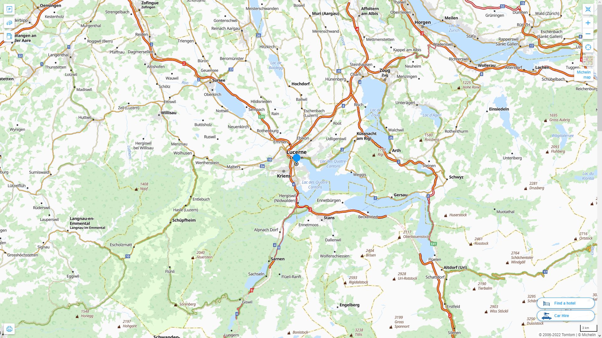 Lucerne Suisse Autoroute et carte routiere